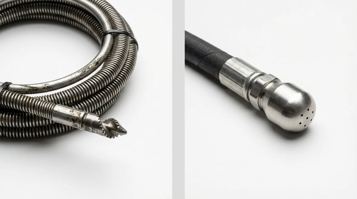 Drain snake cable and hydro jetting nozzle used for drain cleaning in Tombstone, AZ